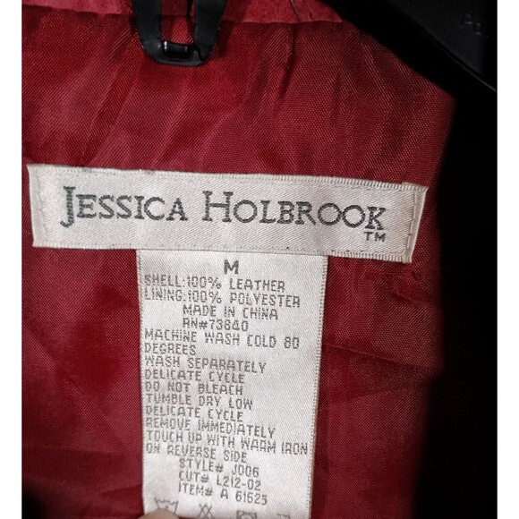 Jessica Holbrook Womens Red Suede Leather Jacket Western Pockets Size Medium - Picture 3 of 14